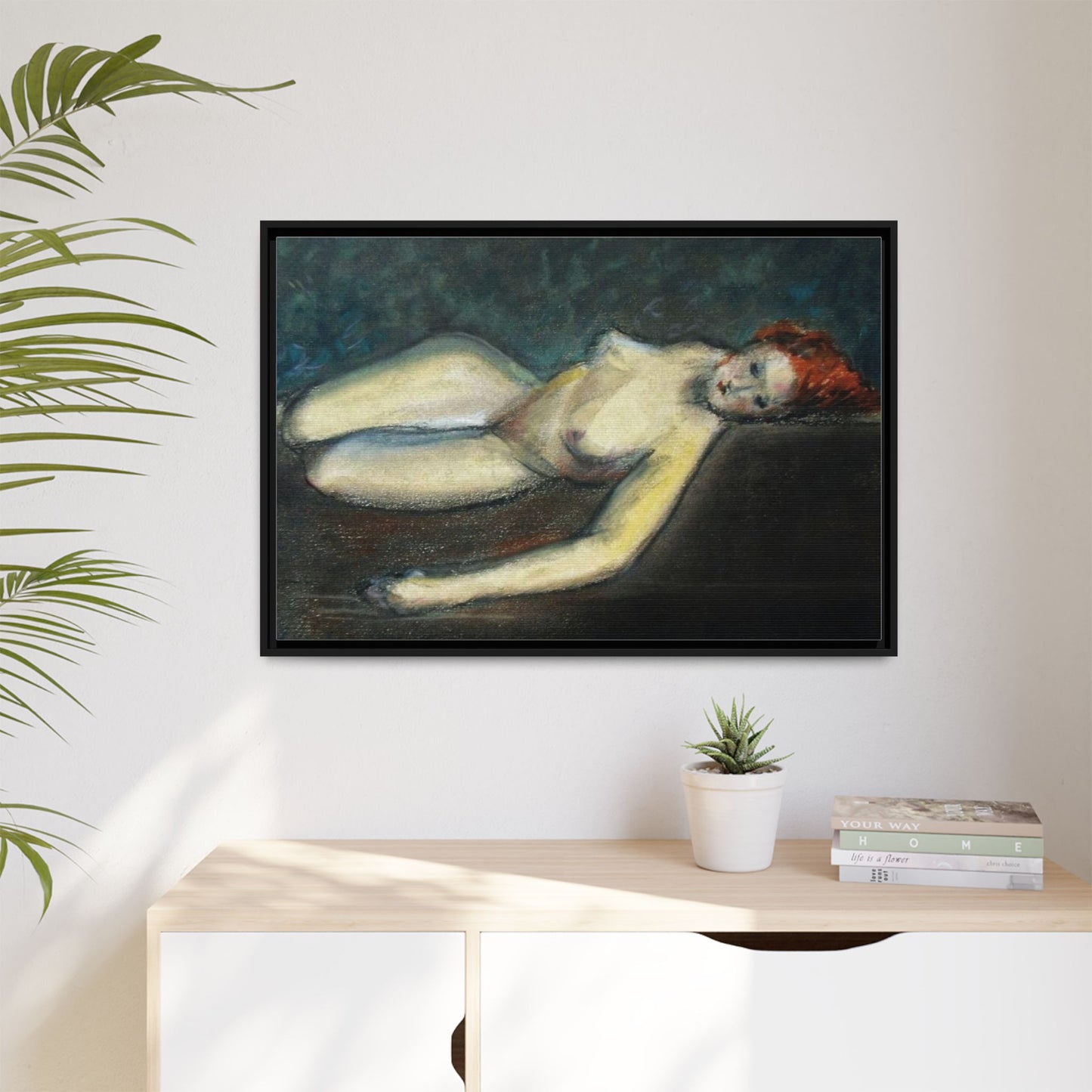 Lying nude by Paul Gosselin Framed Matte Canvas Wall Art Print