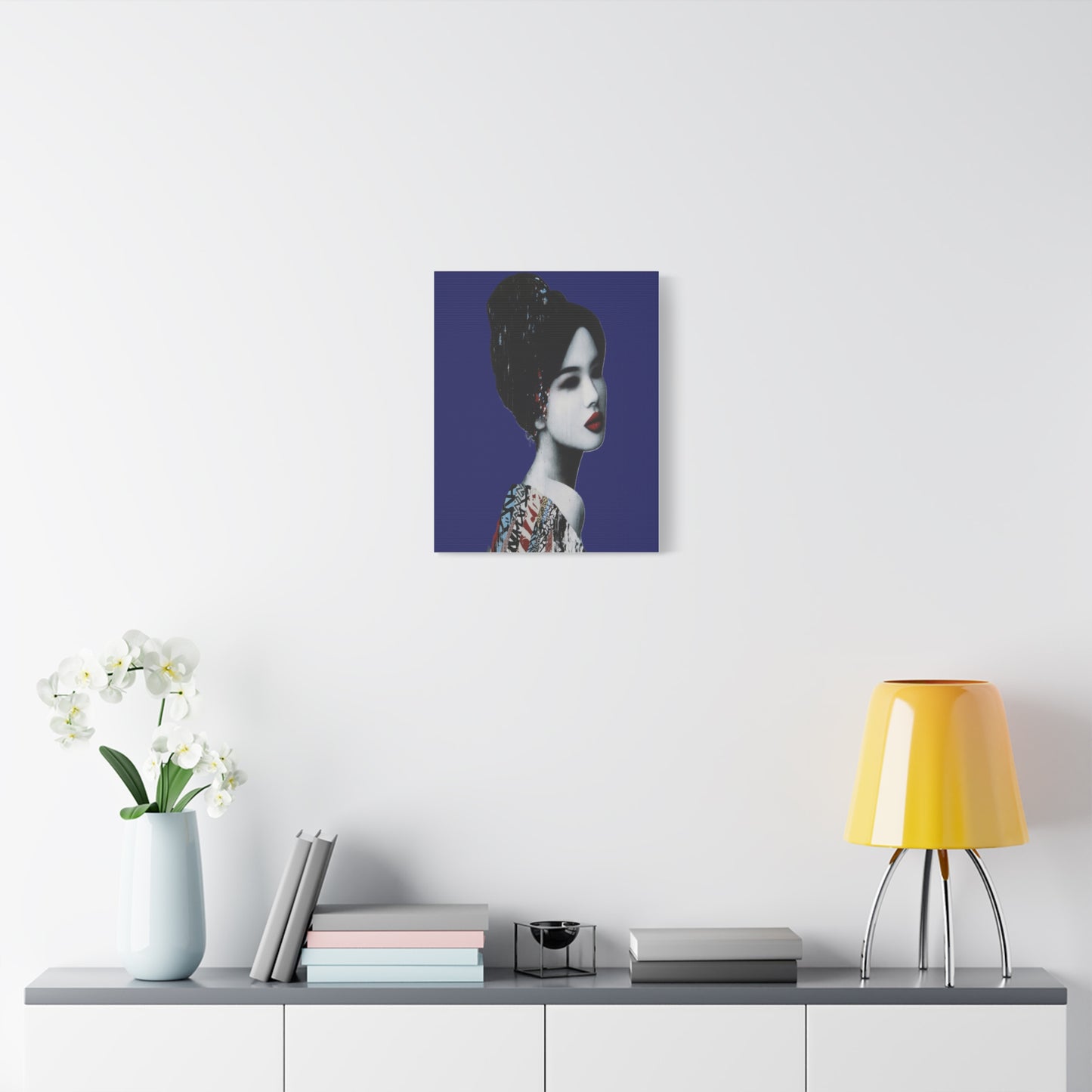 Geisha Portrait Matte Canvas Print — Modern Asian-Inspired Wall Art