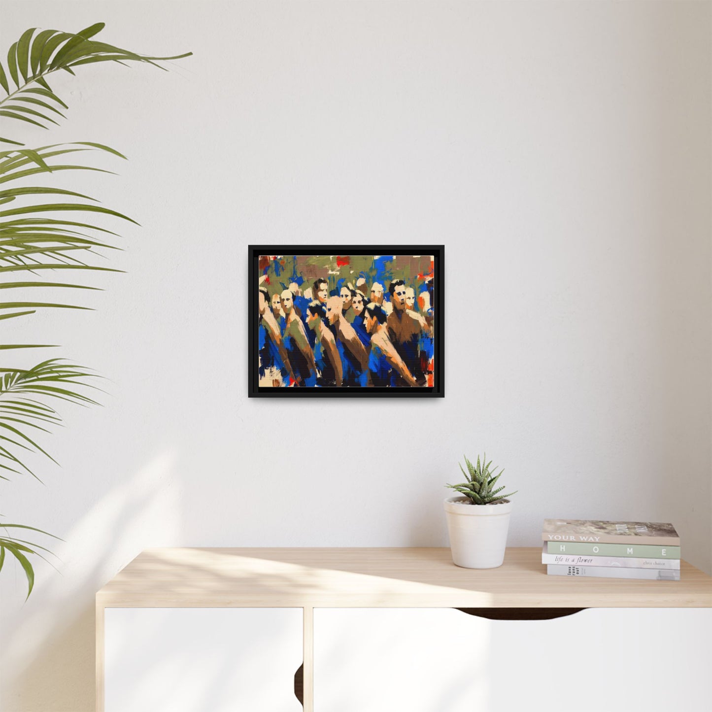 Abstract Crowd Matte Canvas Print — Framed Multi-Color Wall Art