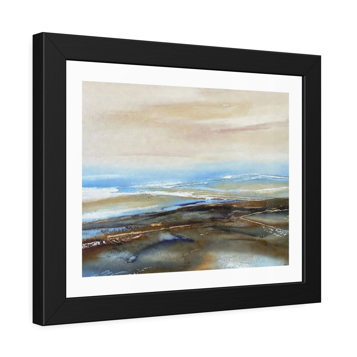 Framed Paper Poster — Abstract Coastal Watercolor Landscape Print