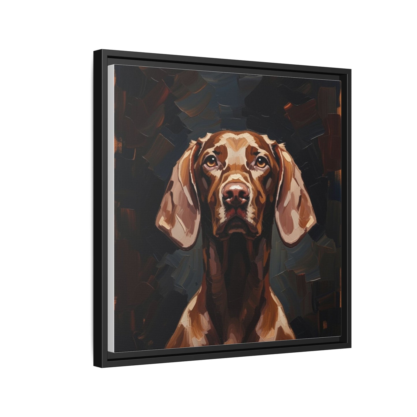 Framed Matte Canvas Dog Portrait – Brown Vizsla Wall Art