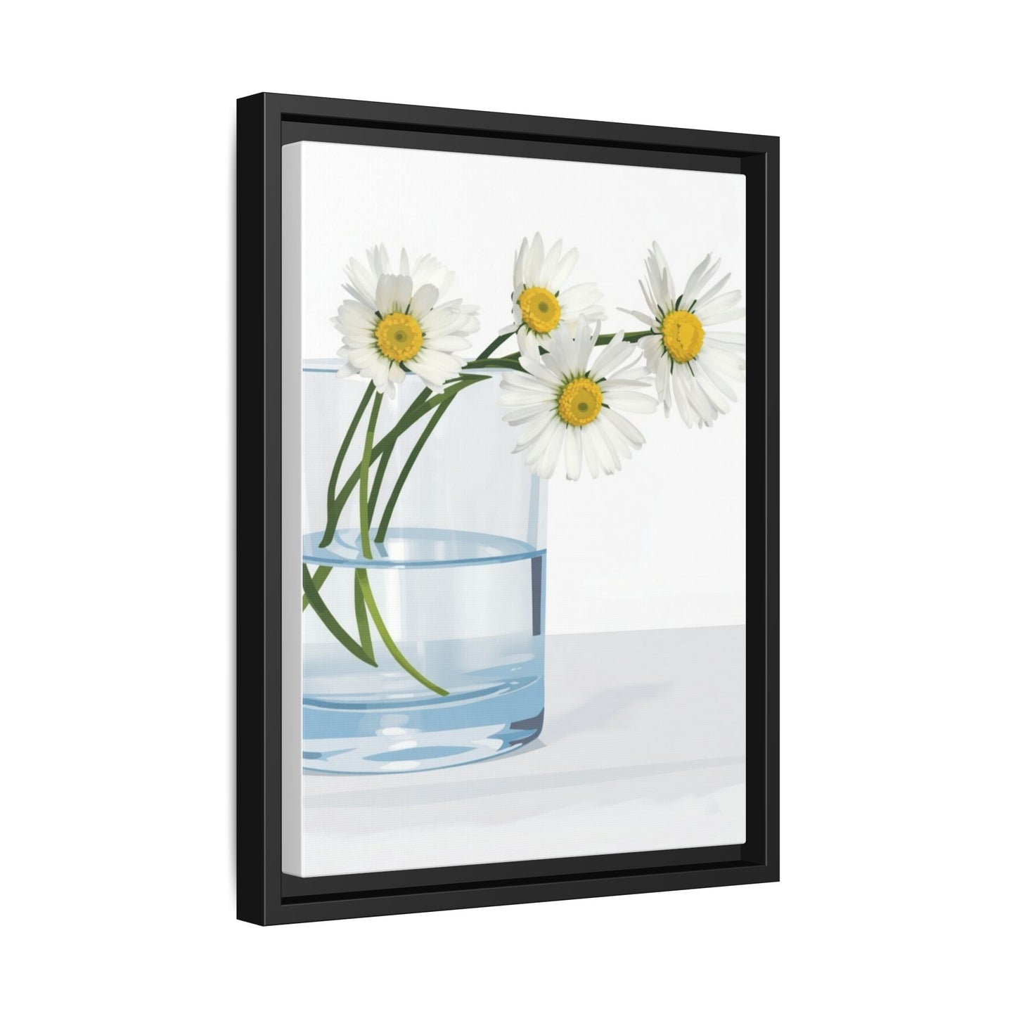 Framed Daisy Canvas Print — Minimal Botanical Wall Art