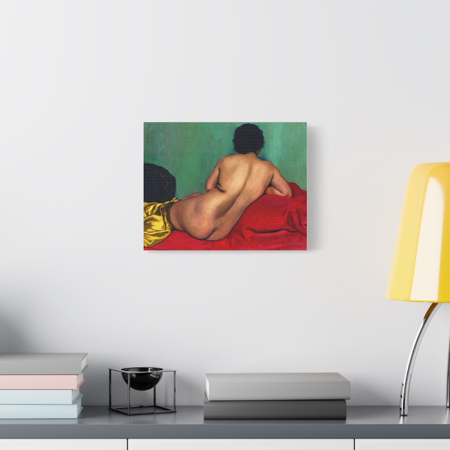 Nu de dos sur un canapé rouge by Félix Vallotton Matte Canvas Wall Art Print