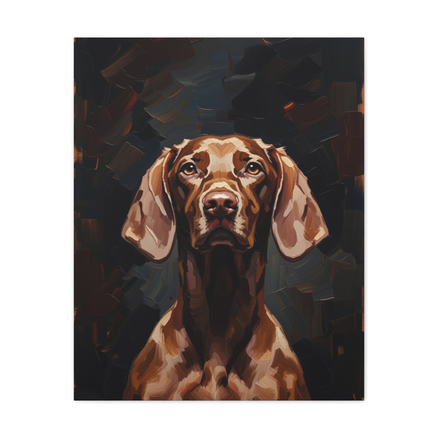 Chocolate Vizsla Canvas Wall Art — Matte Stretched Dog Portrait