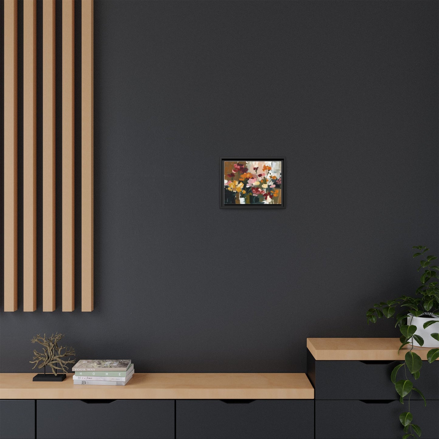 Framed Matte Canvas Floral Abstract Wall Art