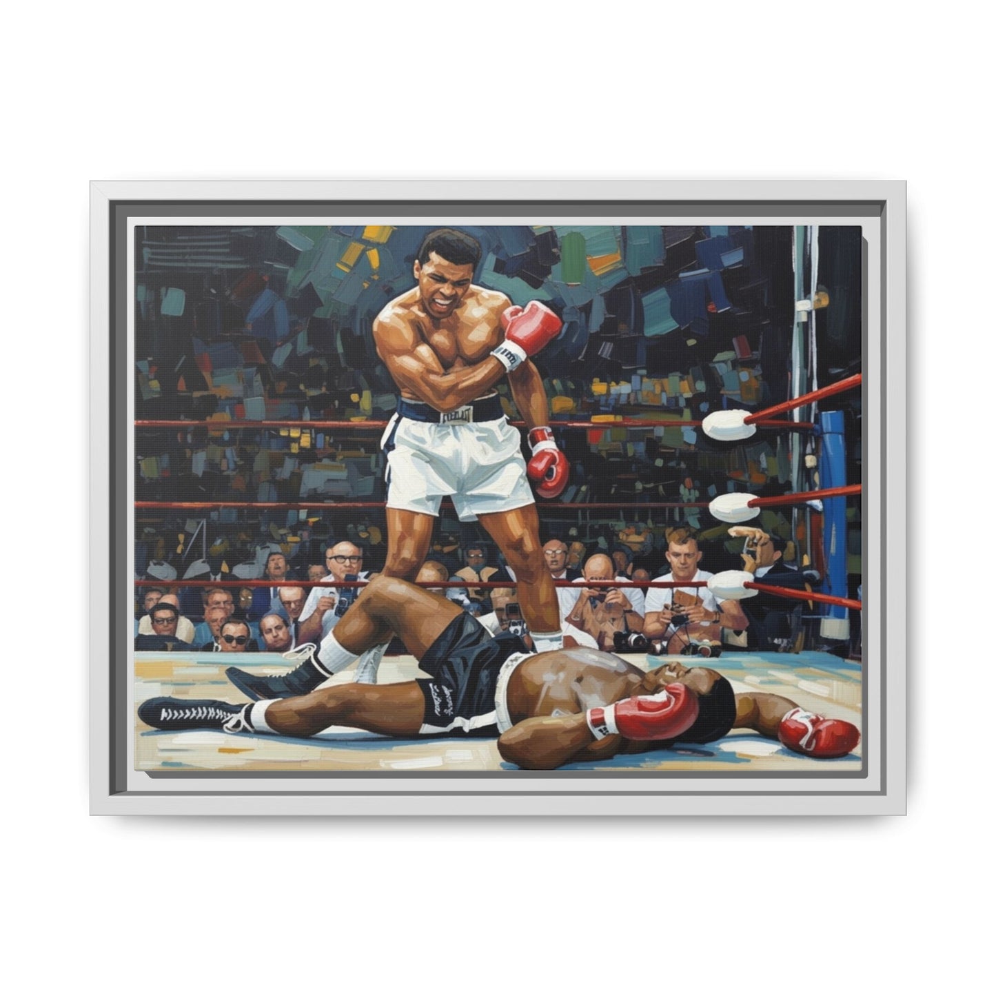 Framed Boxing Ring Canvas Print — Muhammad Ali Iconic Knockout Sport Art