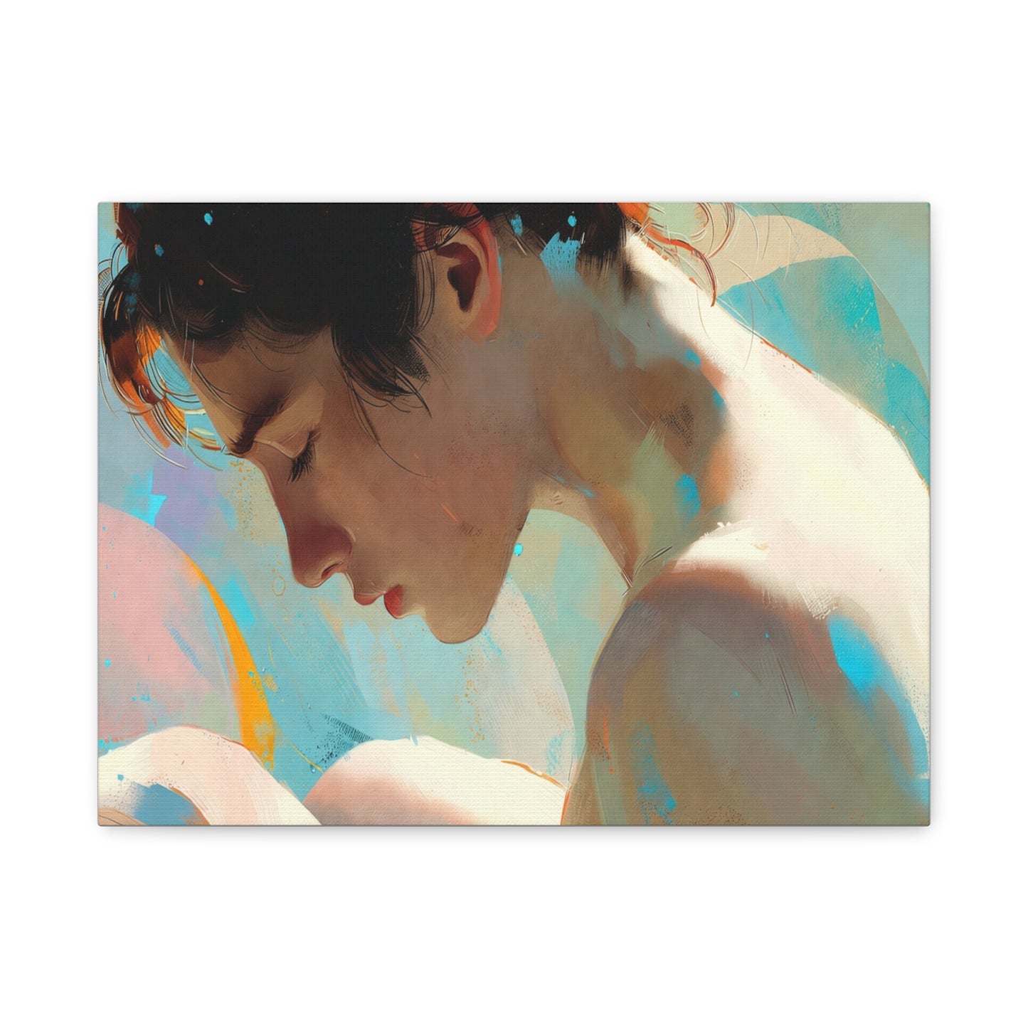 Dreamy Portrait Matte Canvas Print — Serene Female Profile Wall Art, Stretched 1.25"