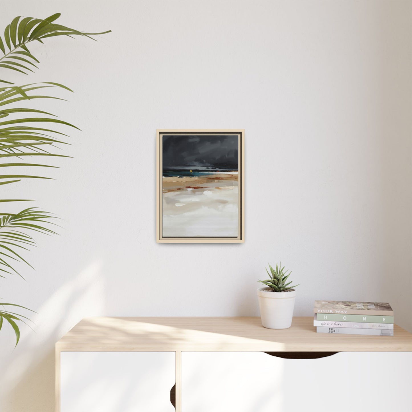 Framed Matte Canvas Beachscape Art Print — Coastal Abstract Wall Decor