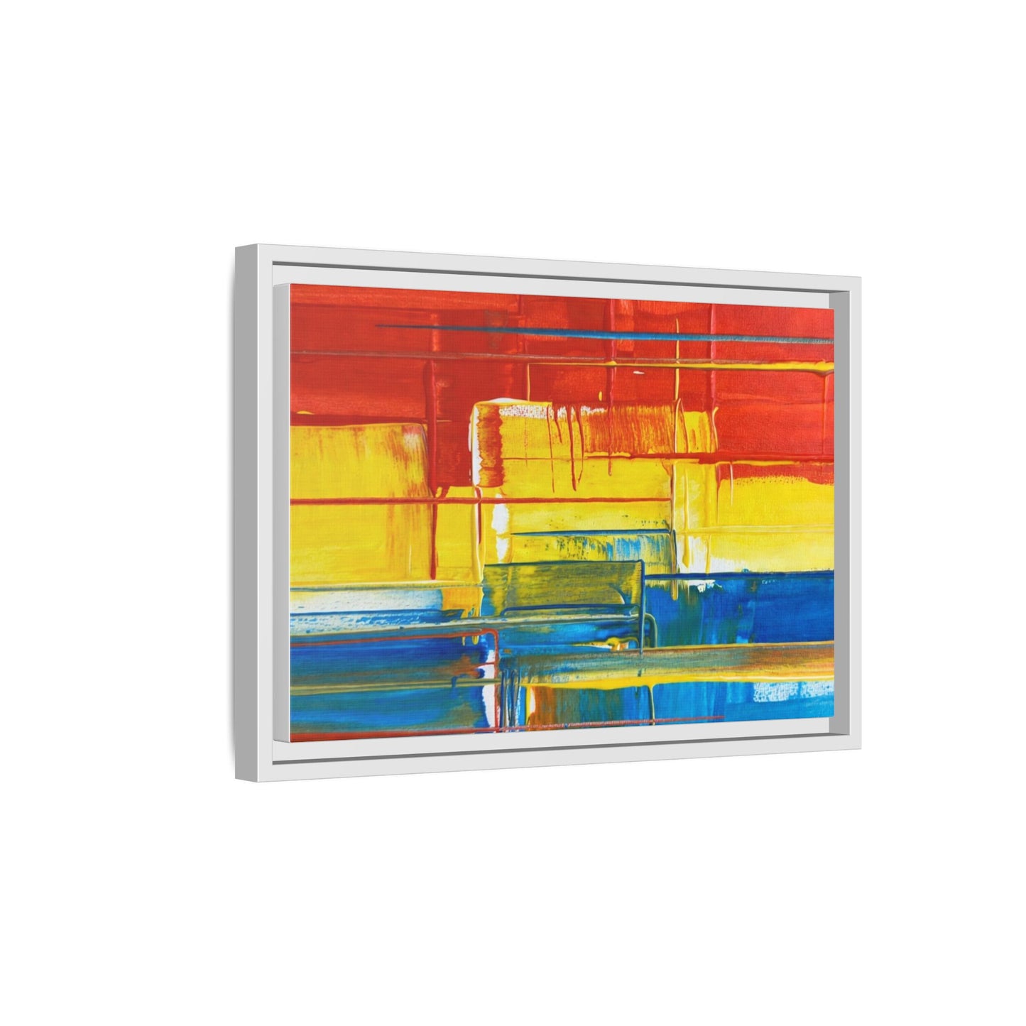 Abstract Multi-Color Framed Canvas Art — Modern Geometric Wall Decor