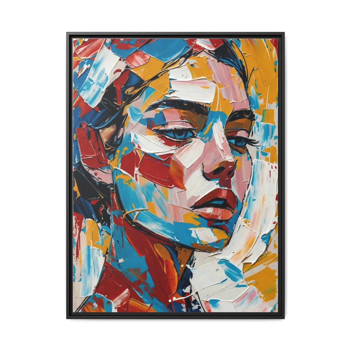 Colorful Abstract Portrait Framed Canvas Print