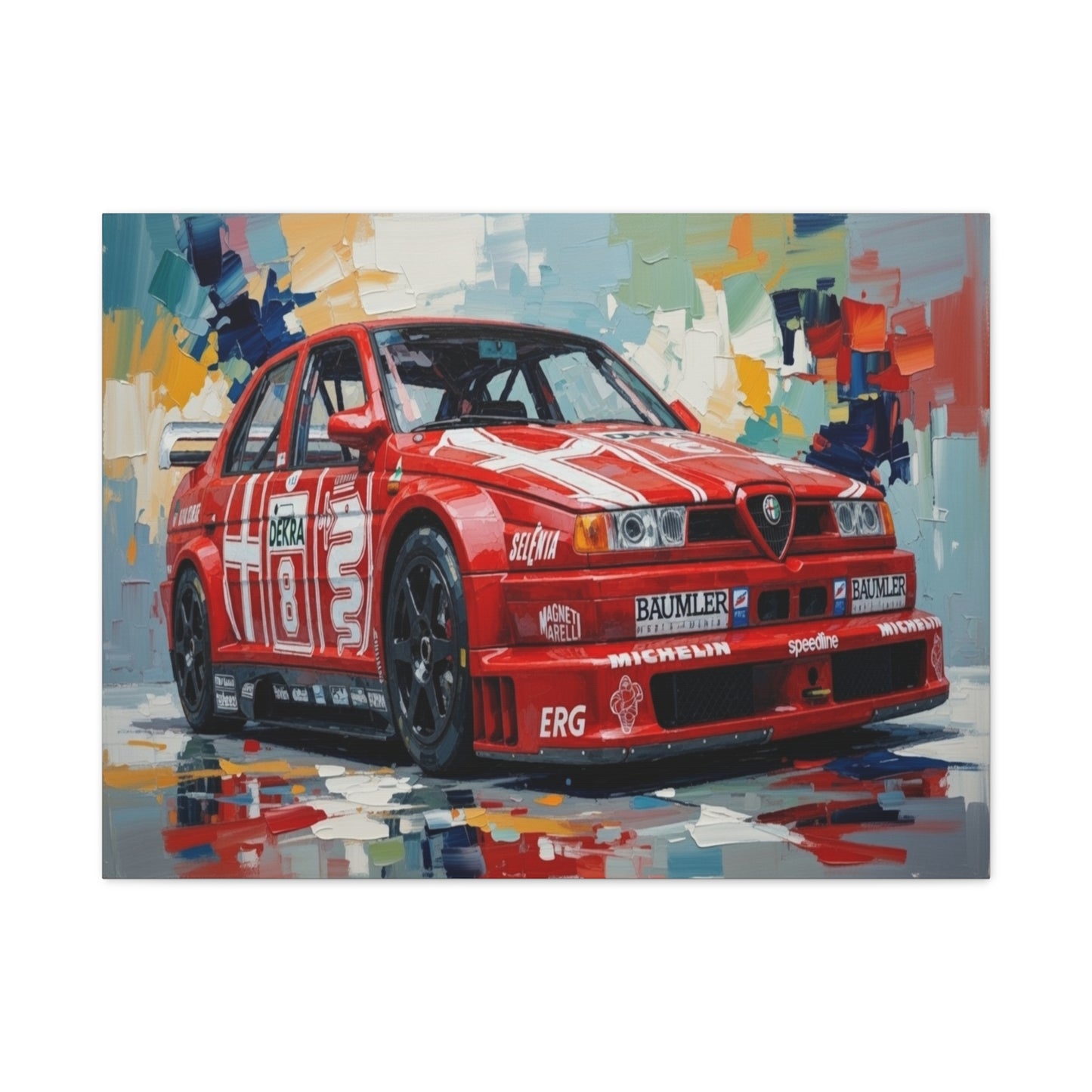 Racing Alfa Romeo Canvas Print — Red Race Car Stretched Wall Art