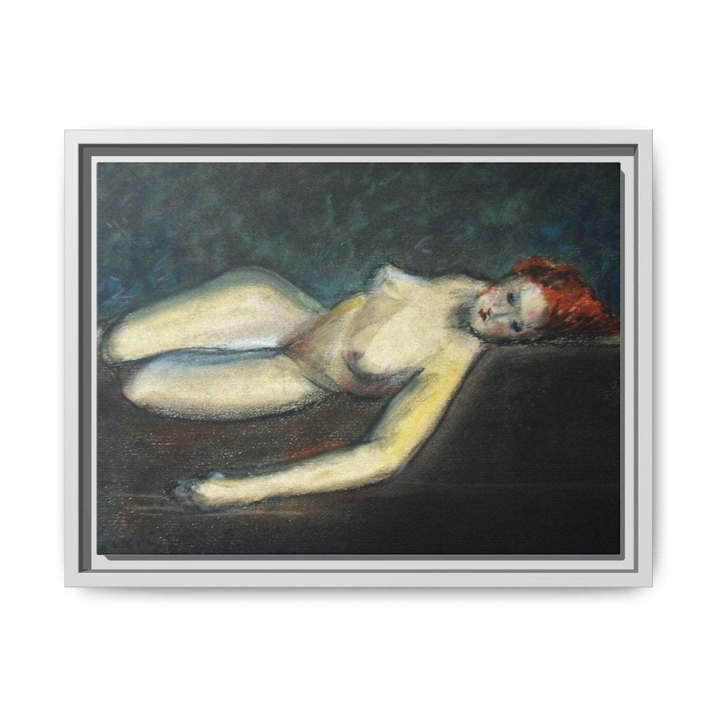 Lying nude by Paul Gosselin Framed Matte Canvas Wall Art Print