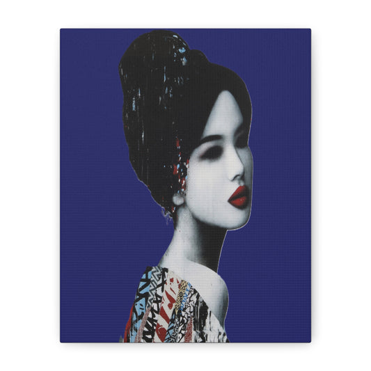 Geisha Portrait Matte Canvas Print — Modern Asian-Inspired Wall Art