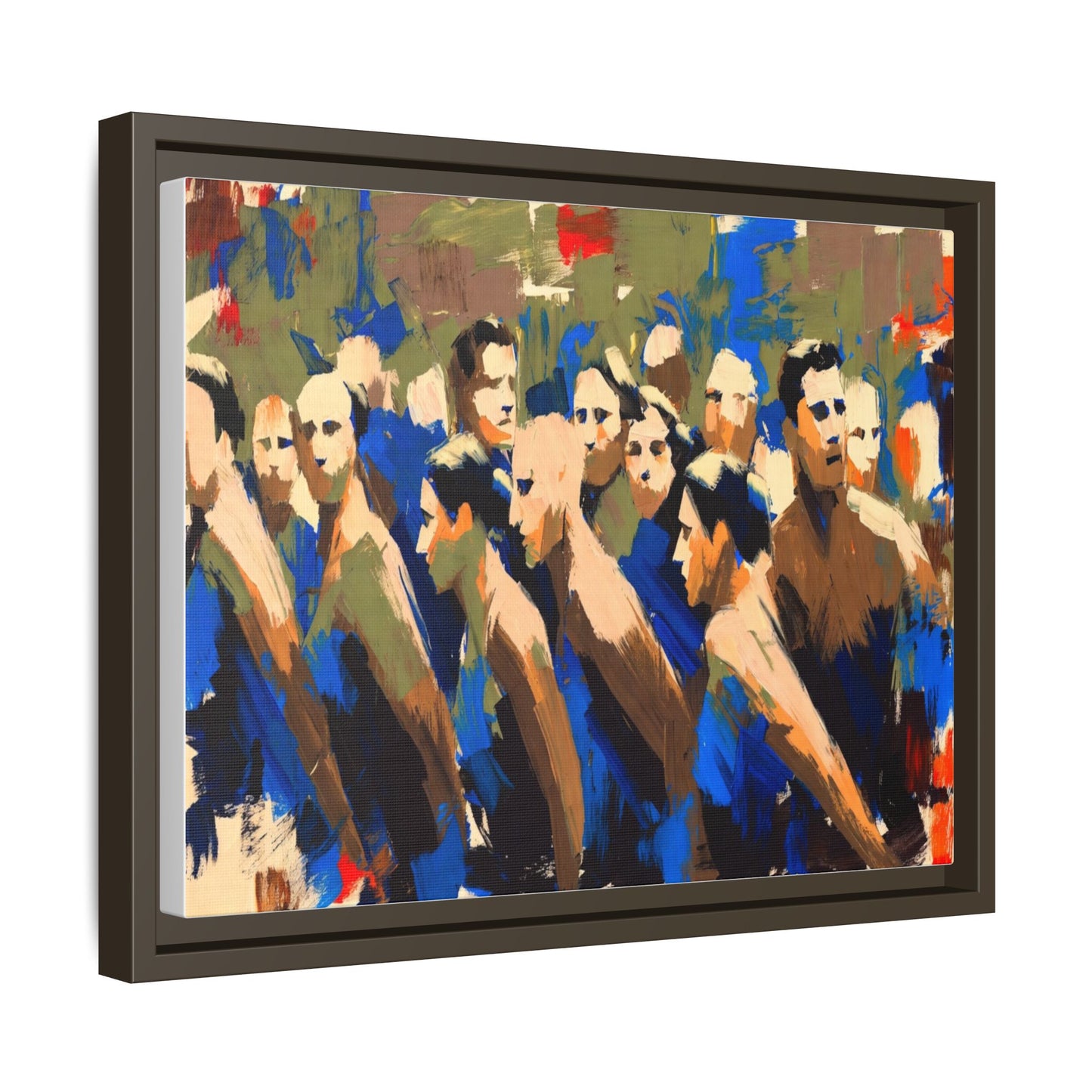 Abstract Crowd Matte Canvas Print — Framed Multi-Color Wall Art