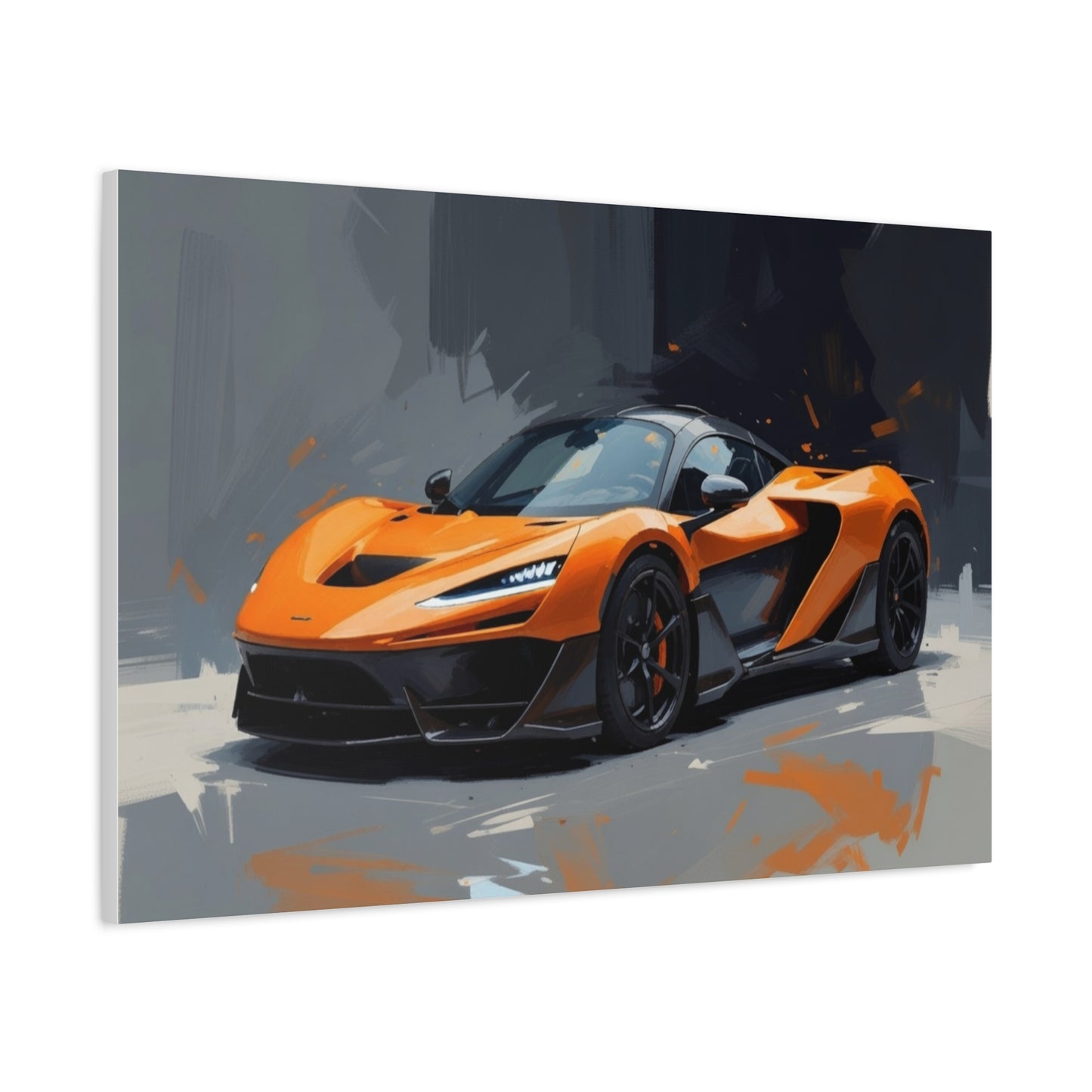 Orange Supercar Matte Canvas Wall Art – Stretched 1.25" Sports Car Print