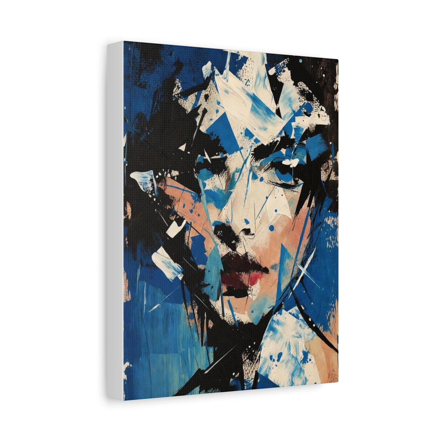 Abstract Blue Portrait Canvas Print — Modern Stretched Wall Art