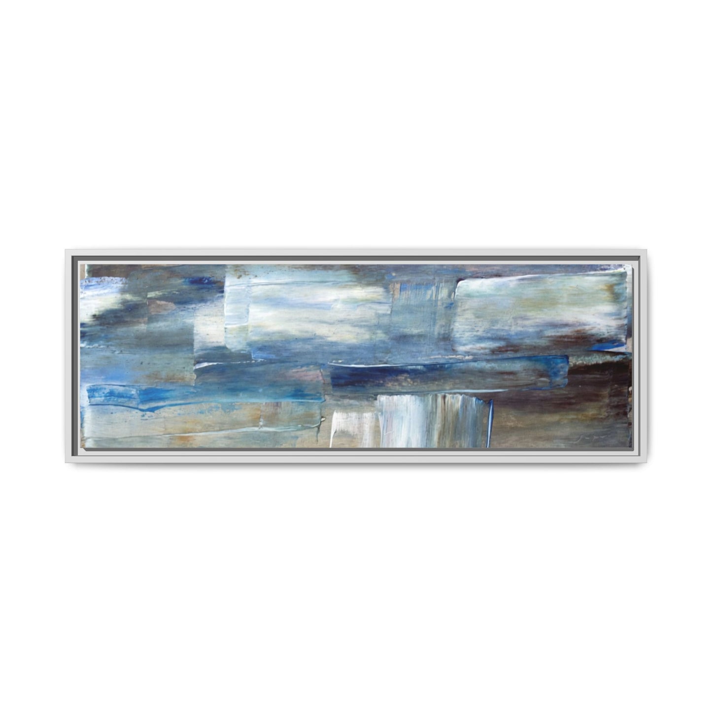 Abstract Blue Coastal Matte Canvas Framed Wall Art