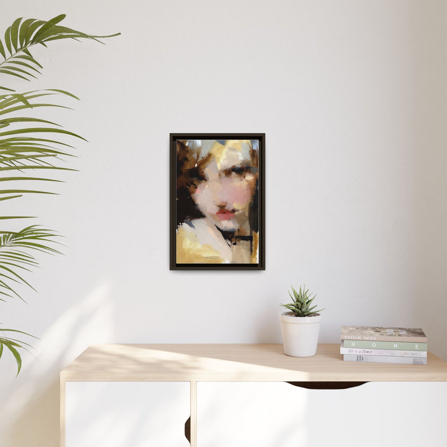 Abstract Portrait Matte Canvas Framed Print — Modern Feminine Wall Art
