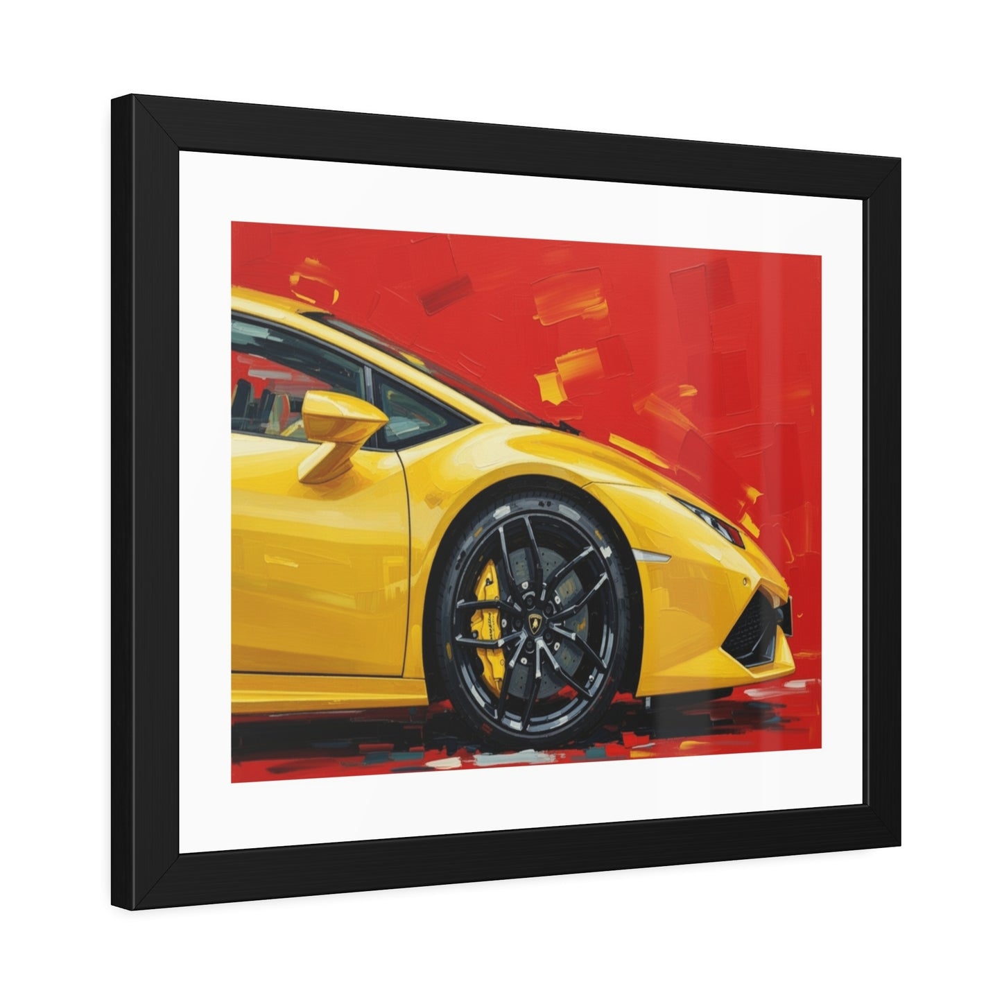 Yellow Sports Car Framed Poster — Modern Automotive Wall Art