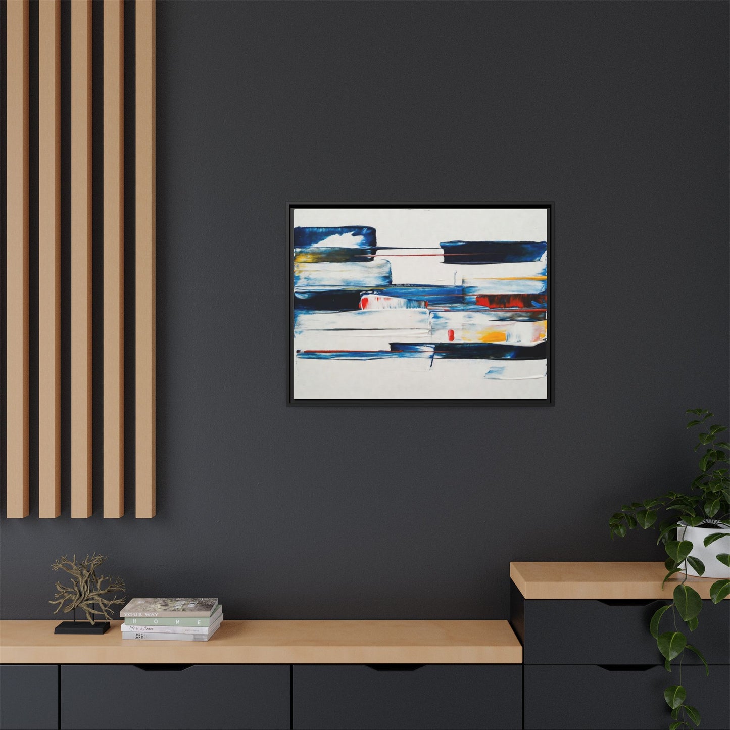 Abstract Coastal Brushstrokes Framed Canvas Print