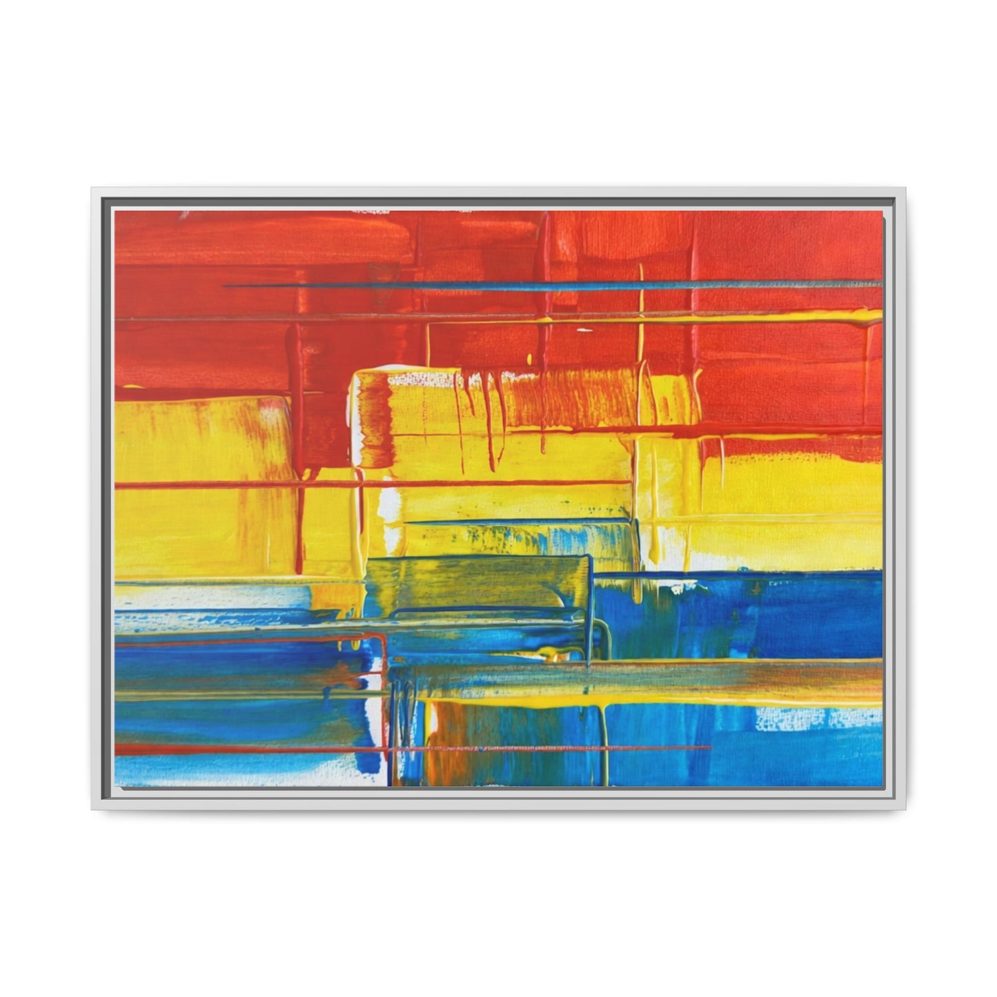 Abstract Multi-Color Framed Canvas Art — Modern Geometric Wall Decor