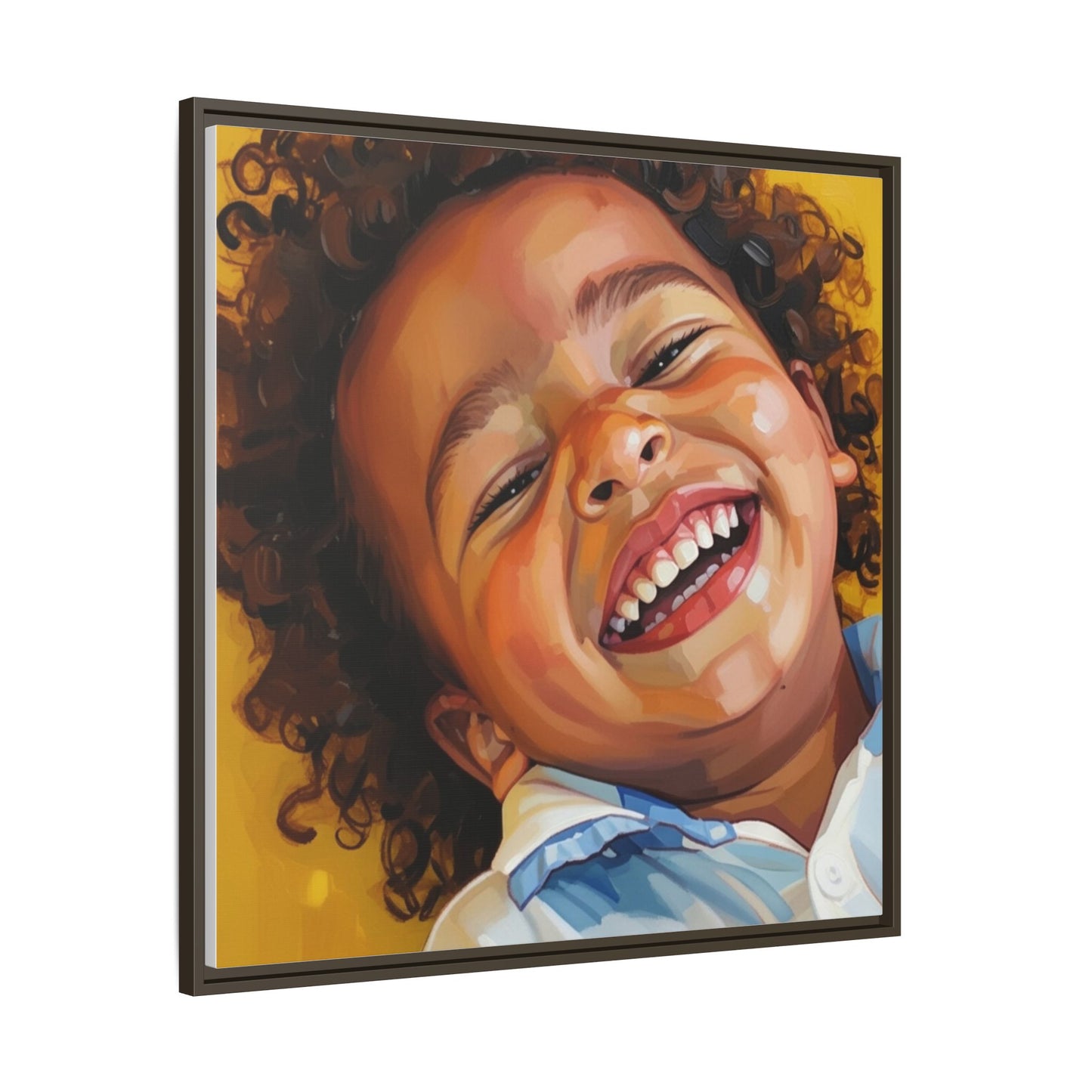 Framed Matte Canvas Print – Joyful Child Portrait, Colorful Nursery Wall Art