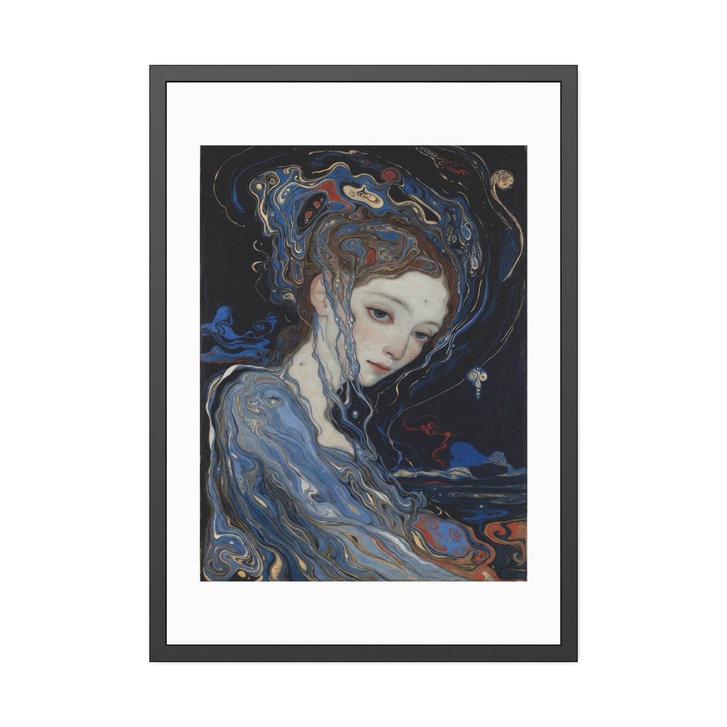 Framed Art Print — Dreamy Blue Portrait Poster