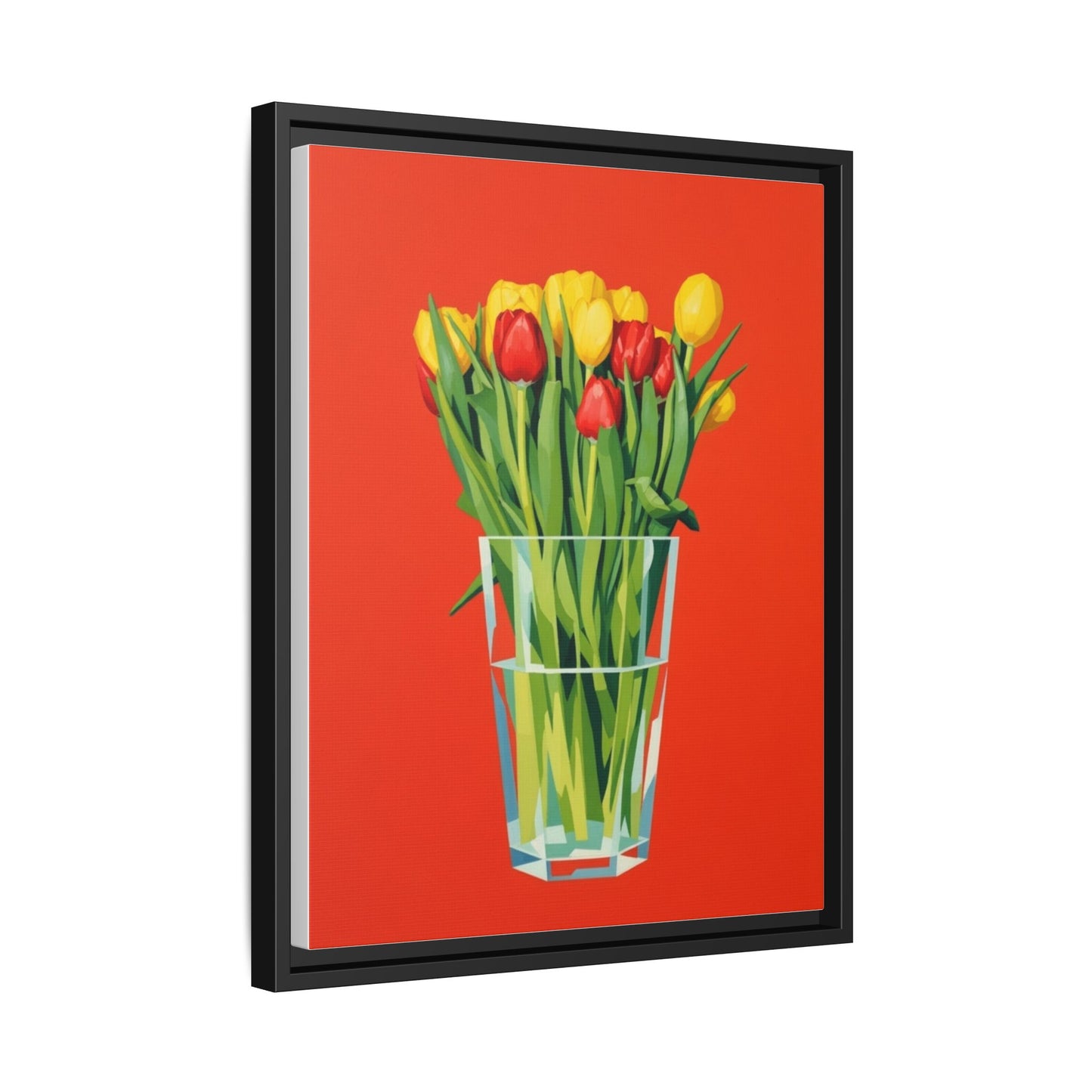 Framed Tulip Bouquet Matte Canvas Art — Vibrant Red Floral Wall Print