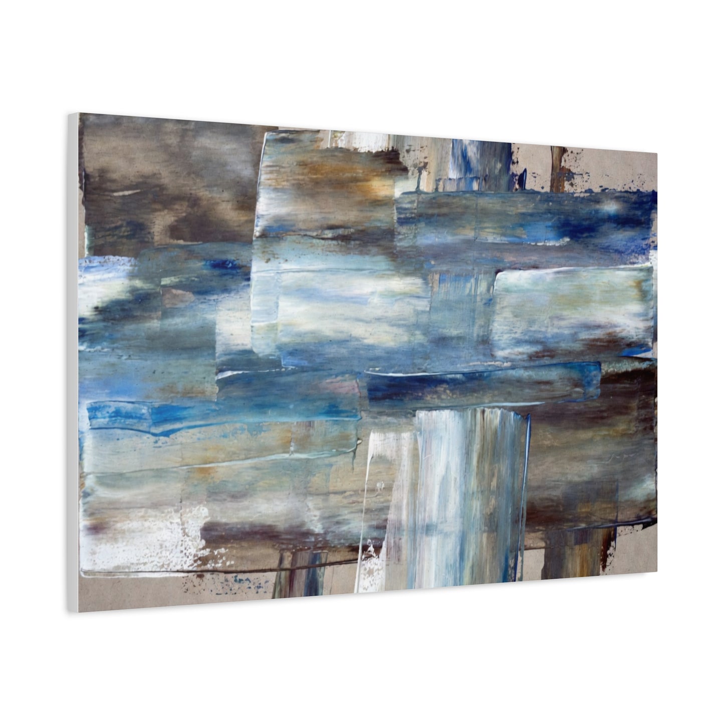 Abstract Blue Waterfall Matte Canvas Wall Art, Stretched 1.25"