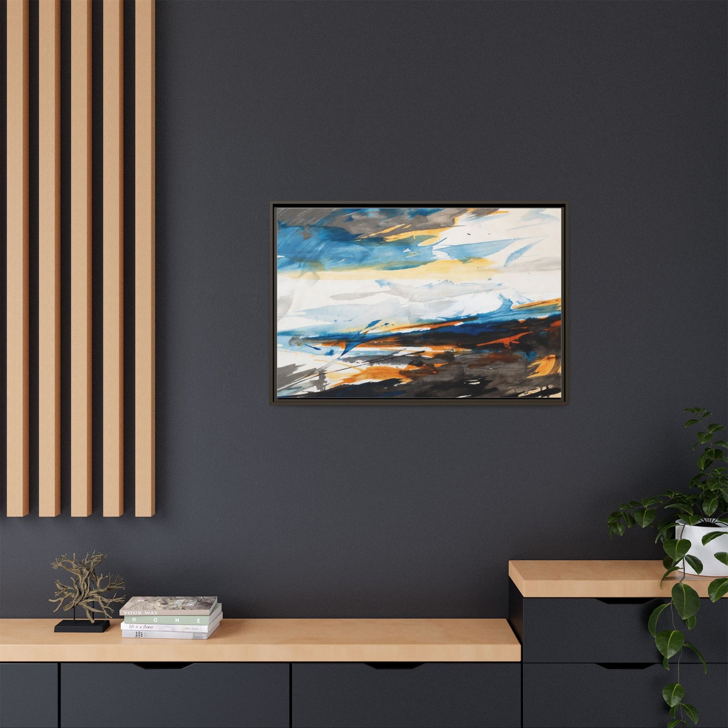 Abstract Coastal Waves Matte Canvas Framed Wall Art