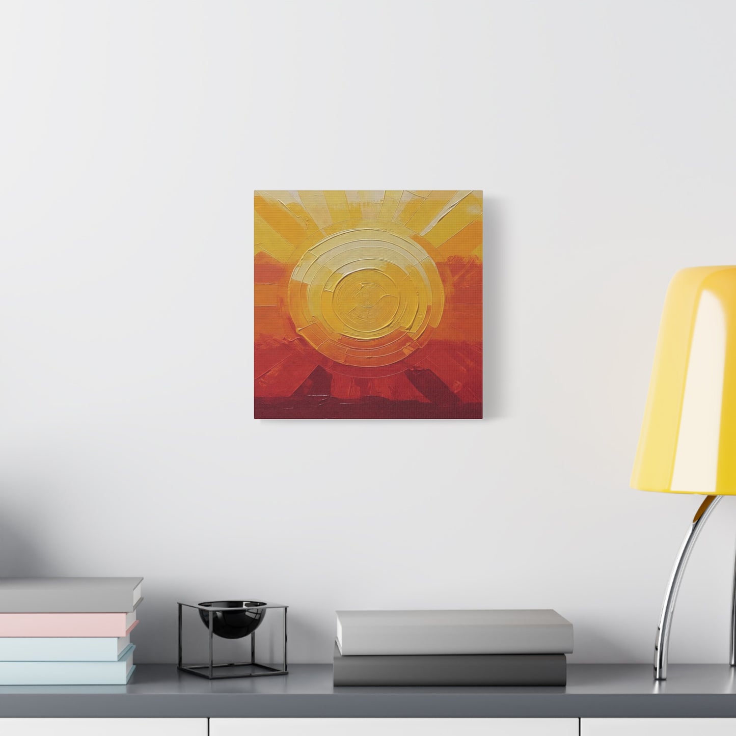 Abstract Sunrise Canvas Wall Art — Warm Sunrise Texture Matte Stretched Canvas