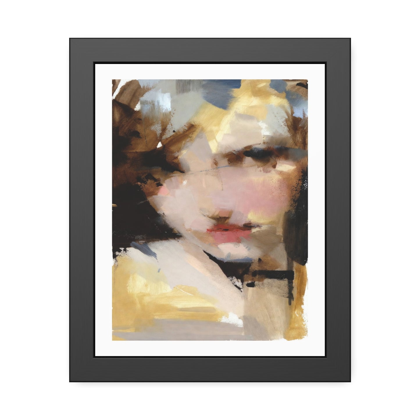 Abstract Portrait Framed Poster – Modern Impressionist Wall Art