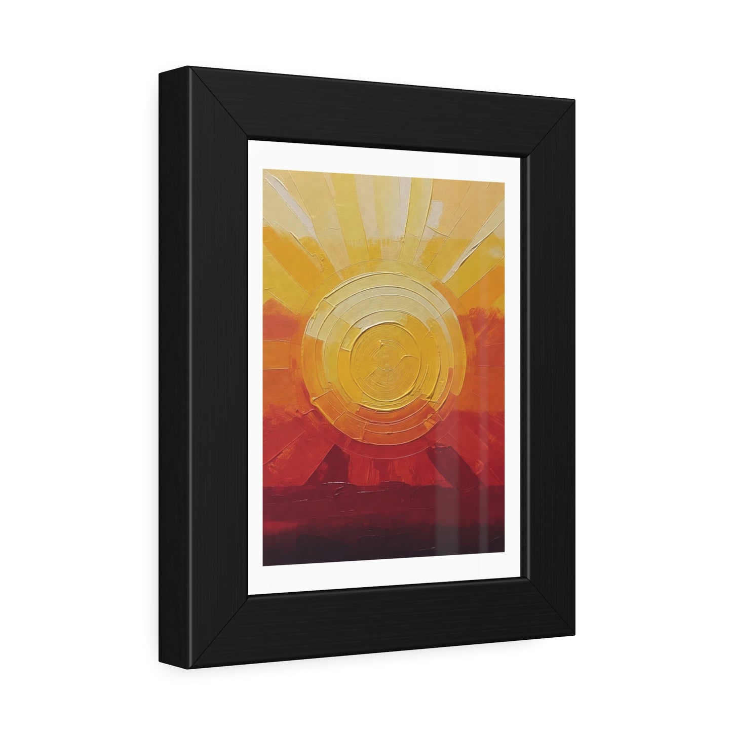 Sunburst Abstract Framed Art Print — Warm Sunrise Poster