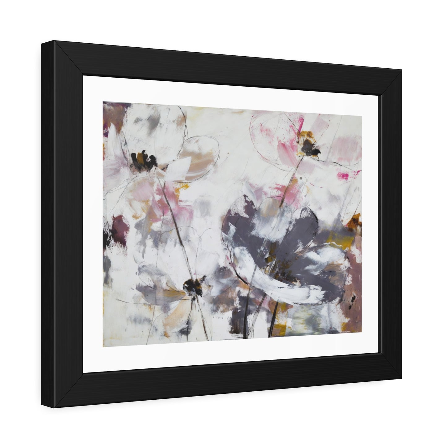 Framed Floral Poster Art – Soft Watercolor Poppies Print