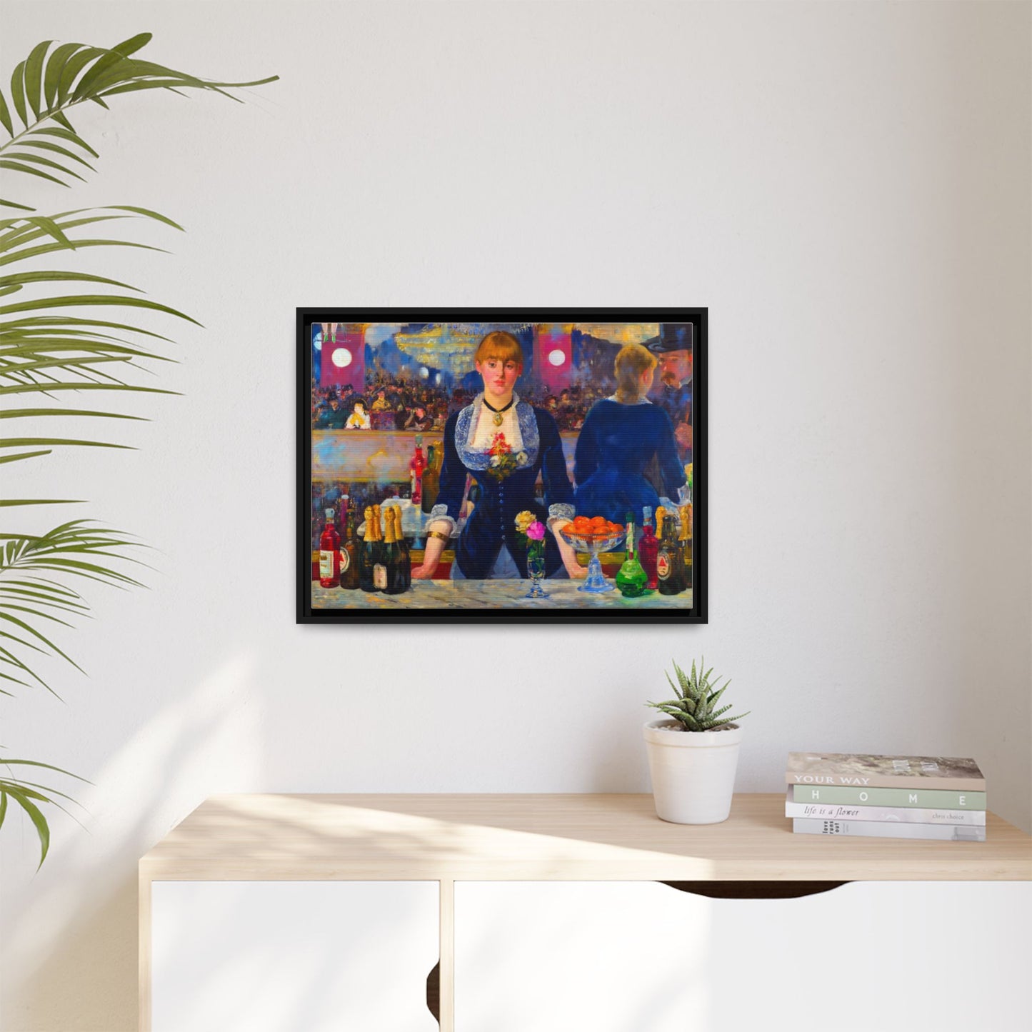 Framed Matte Canvas Print — Vintage Parisian Bar Scene