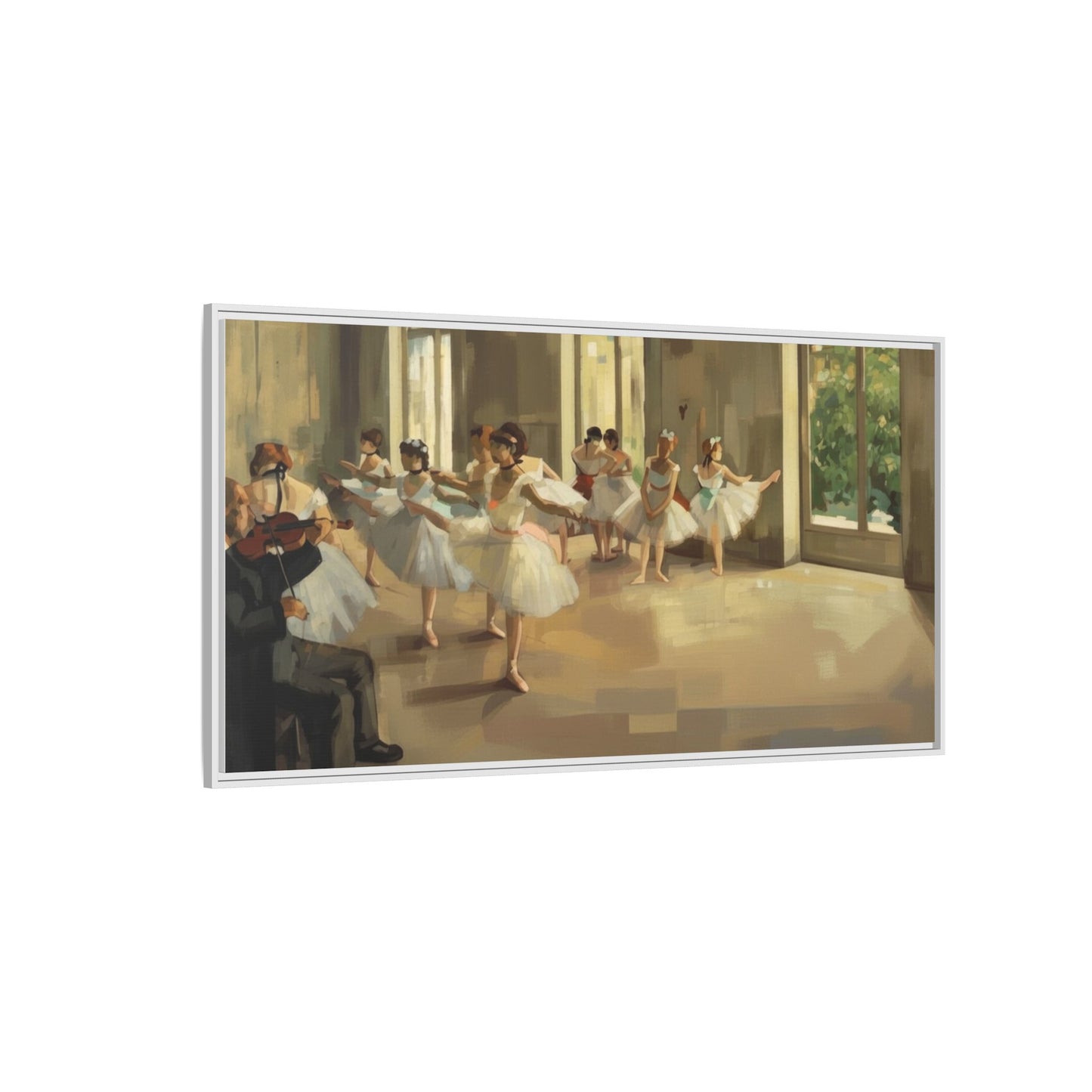 Framed Matte Canvas Print — Ballet Class Scene (Impressionist Dancers)