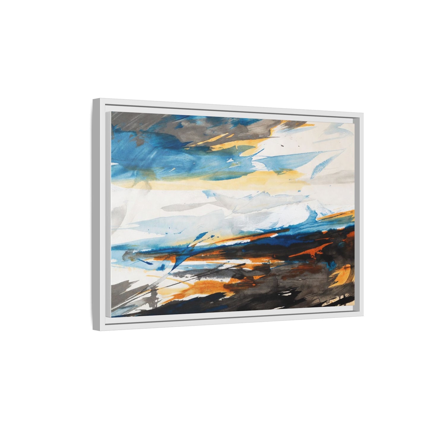 Abstract Coastal Waves Matte Canvas Framed Wall Art