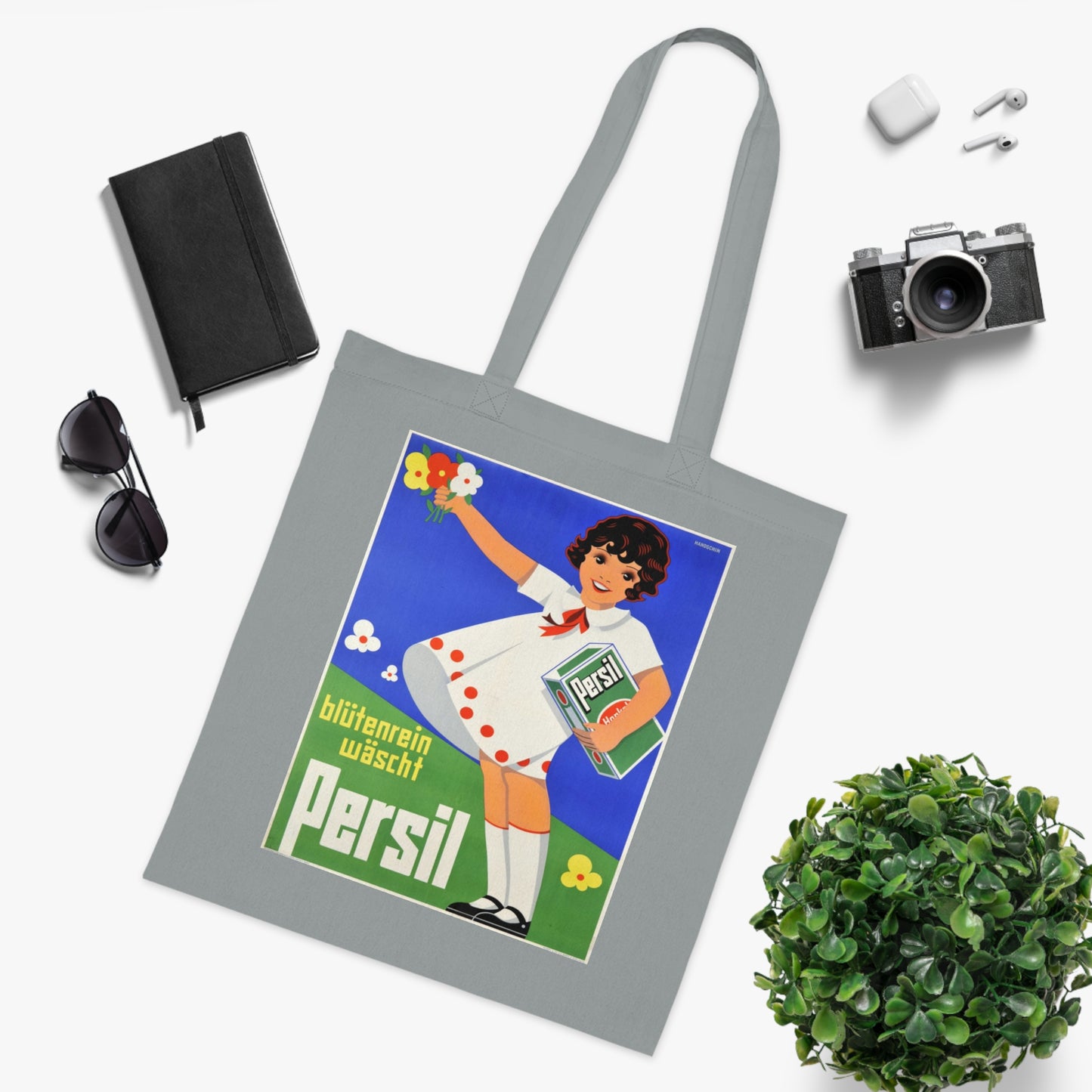 Persil Vintage Ad Tote Bag — Retro Flower Girl Laundry Graphic Cotton Tote
