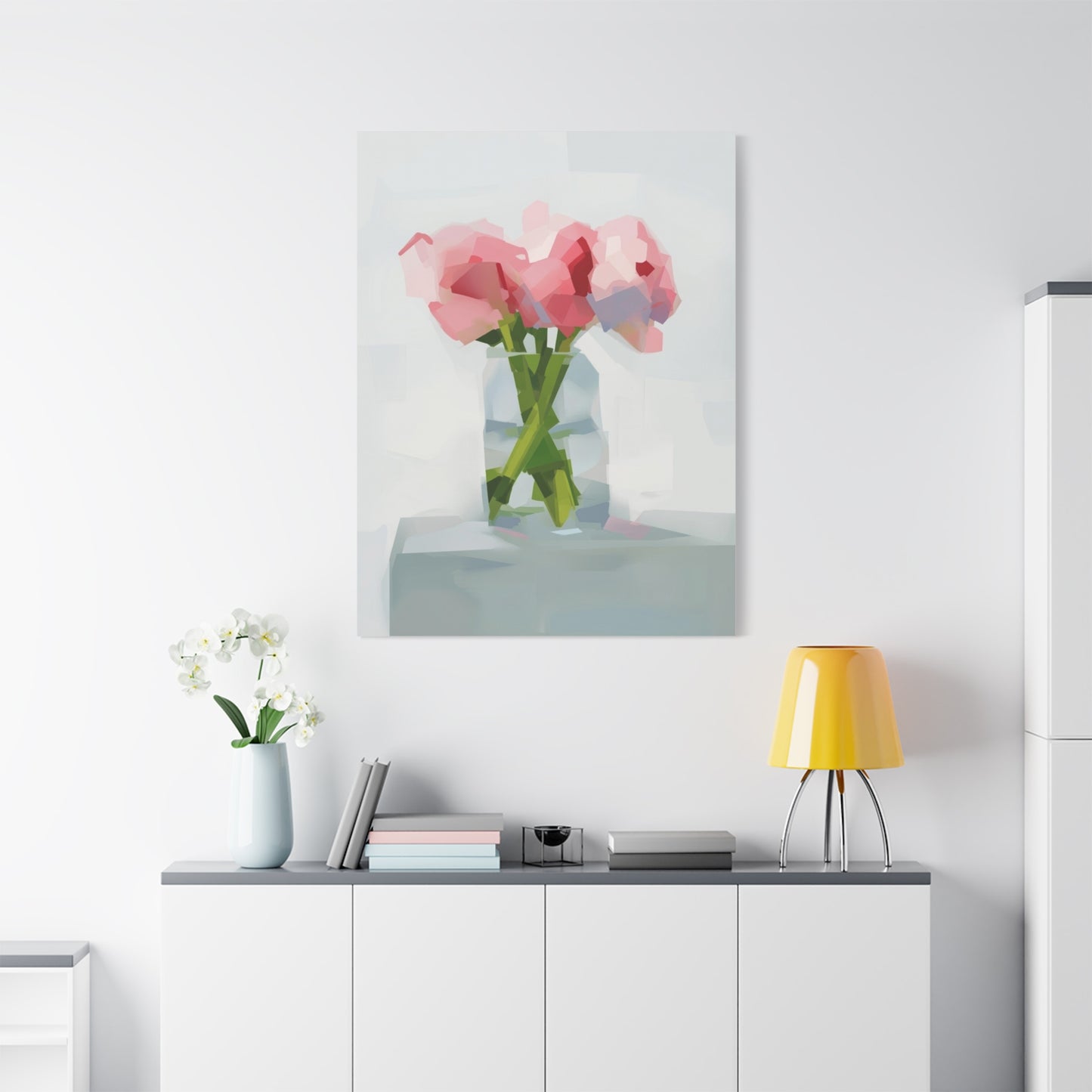 Pink Peonies Vase Canvas Art — Stretched Matte Wall Decor