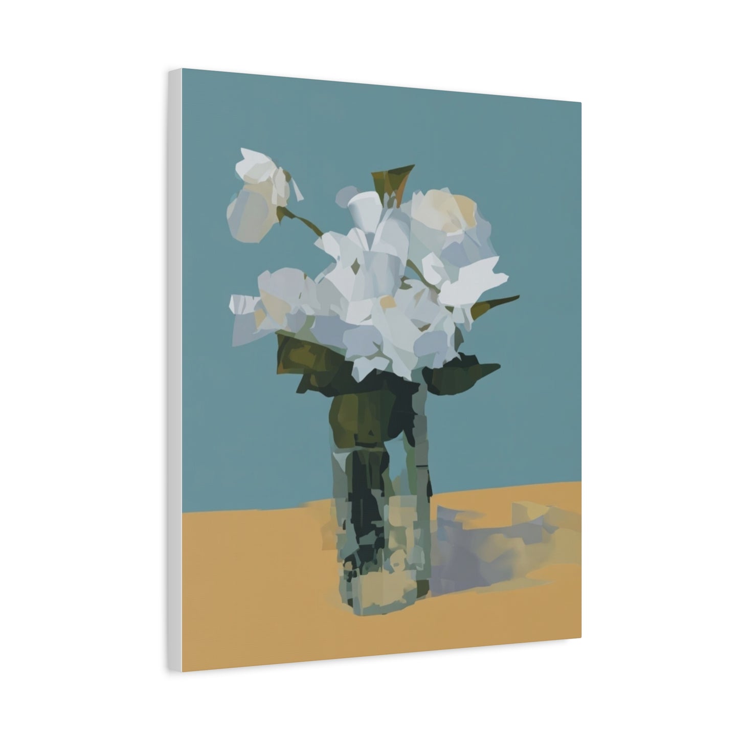 Abstract White Roses Canvas Art - Floral Vase Wall Decor