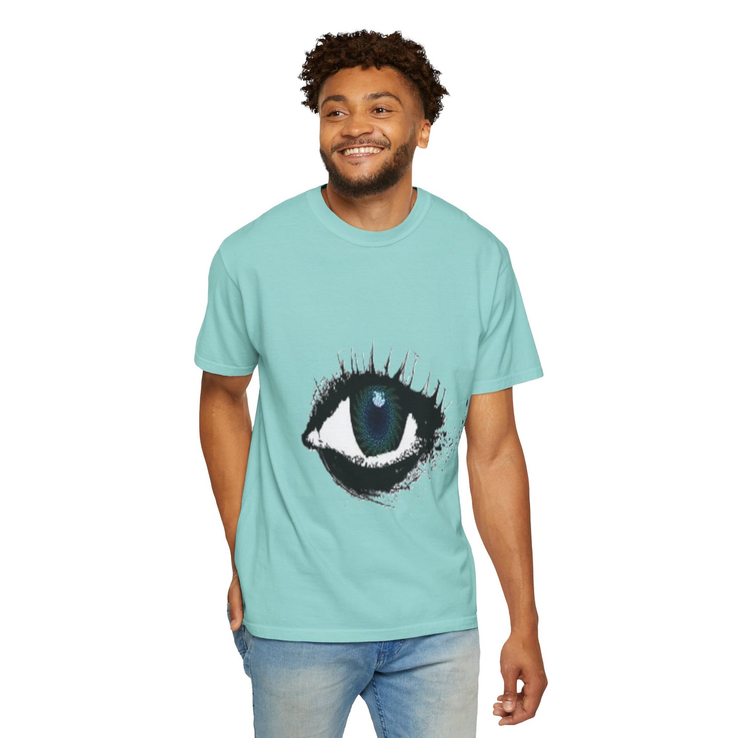 Eye Graphic T-Shirt — Blue Iris Grunge Art Tee