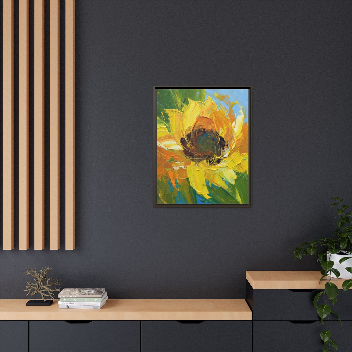 Framed Sunflower Abstract Matte Canvas Print