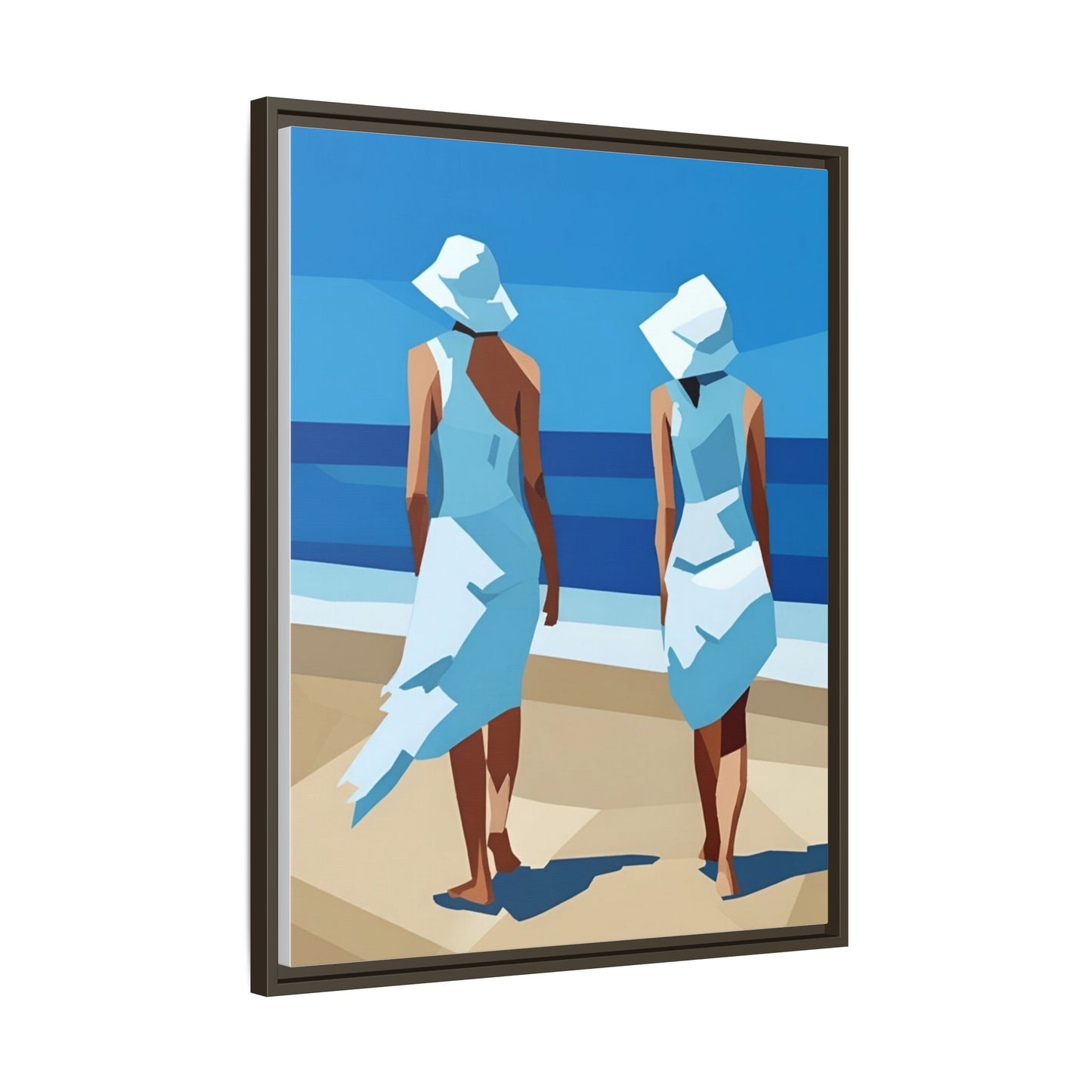 Seaside Stroll Matte Canvas Framed Print — Coastal Beach Art