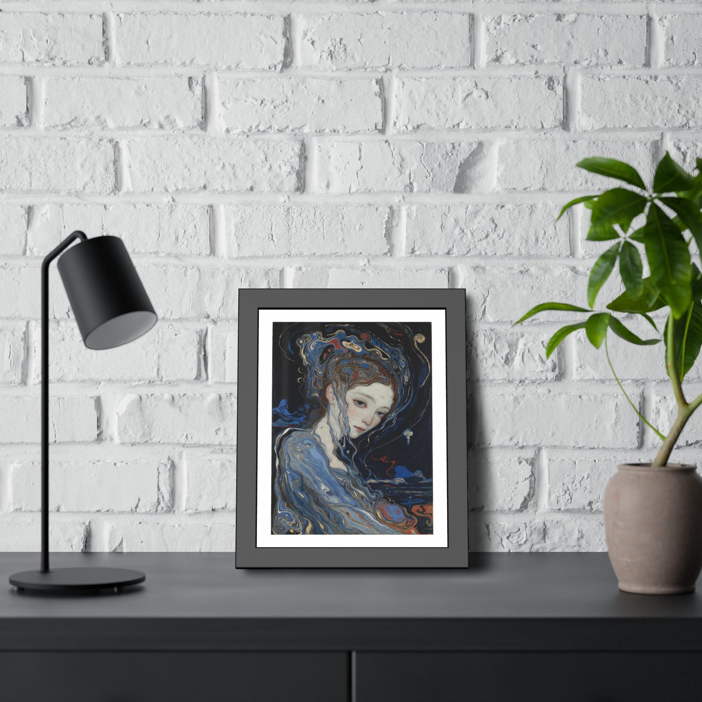 Framed Art Print — Dreamy Blue Portrait Poster