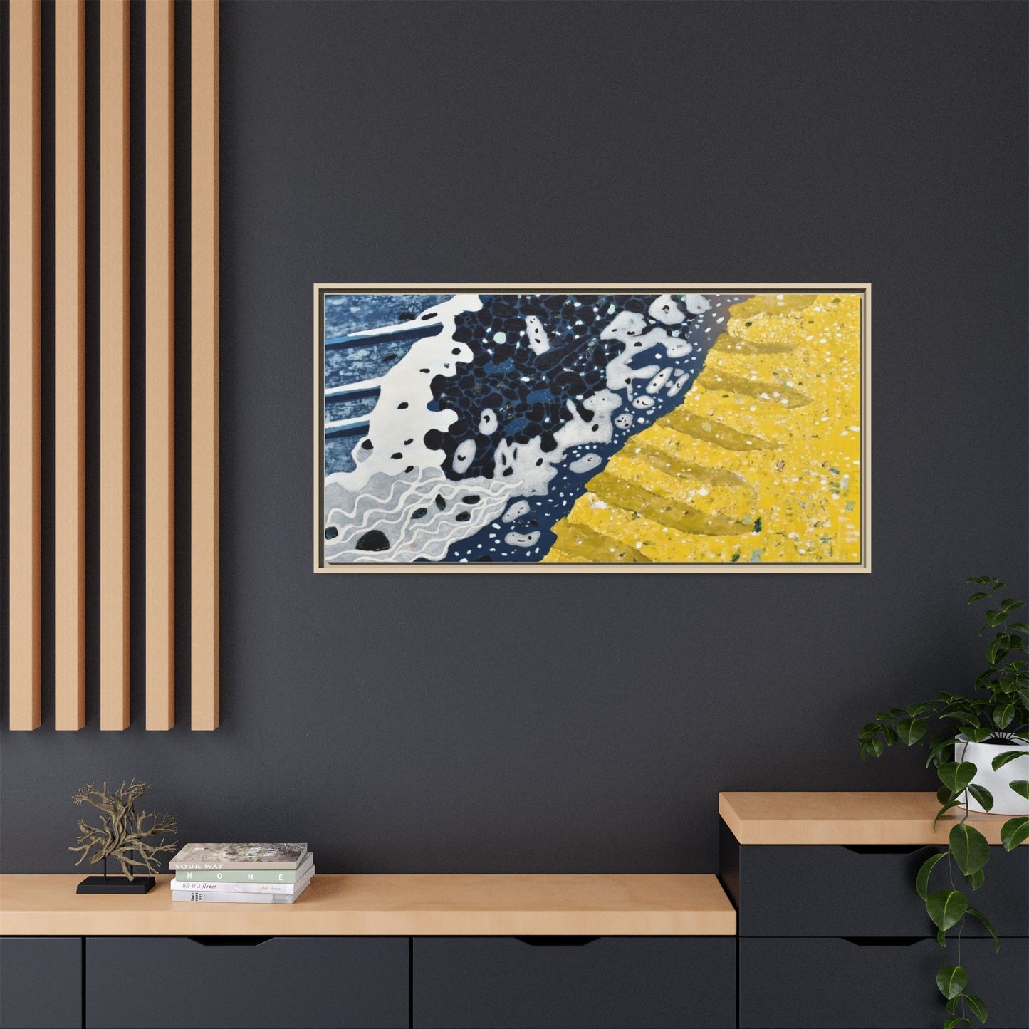 Framed Abstract Ocean & Sand Matte Canvas Print