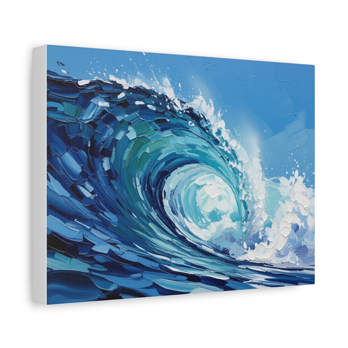 Ocean Wave Matte Canvas Wall Art — Blue Surf Wave Painting, Stretched 1.25"