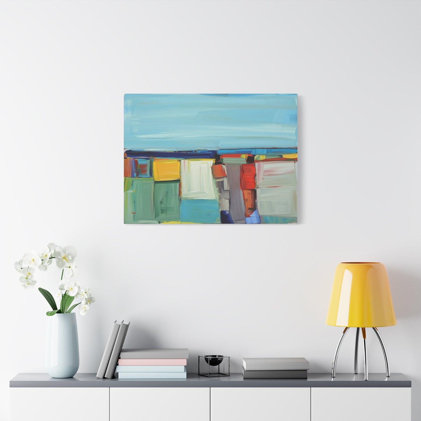 Abstract Coastal Landscape Canvas Print — Colorful Modern Seascape Wall Art