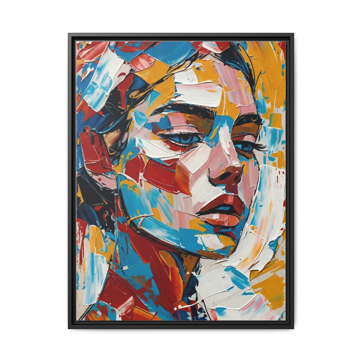 Colorful Abstract Portrait Framed Canvas Print
