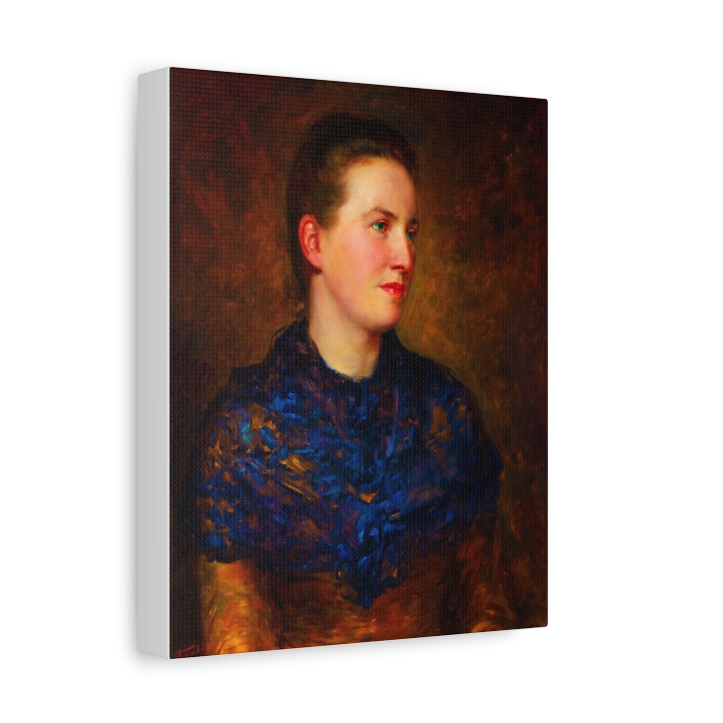 Portrait Canvas Print — Vintage Woman Oil Painting on Stretched Matte Canvas