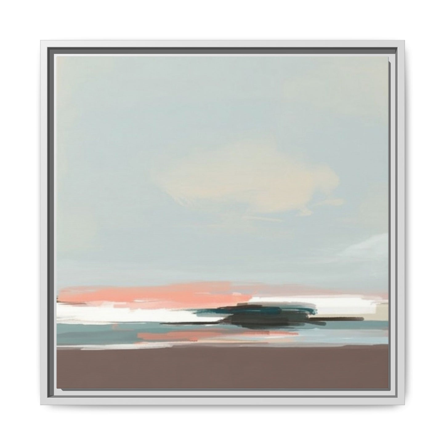 Framed Matte Canvas Print — Soft Coastal Abstract Landscape